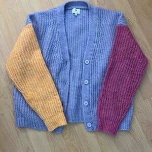 Sundry Women's Cardigan with Pink and Orange Sleeves